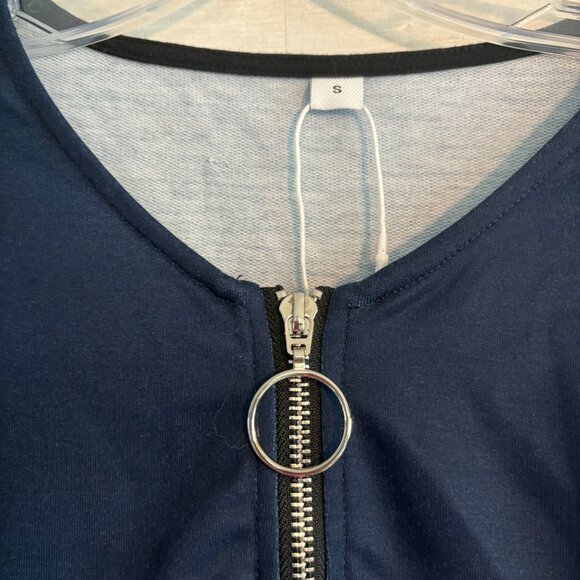 Polyester Long Sleeve Women Colorblock Zip Ladies Long Sleeve Casual Top - Picture 2 of 4